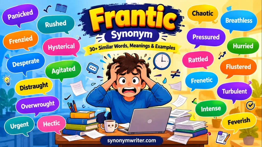 Frantic Synonym: 30+ Similar Words, Meanings & Examples